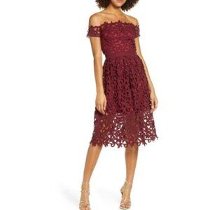 Chi Chi London - Off the Shoulder Lace Cocktail Dress
